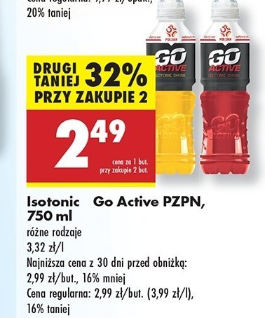 Napój izotoniczny cytrynowy Go active promocja w Biedronka