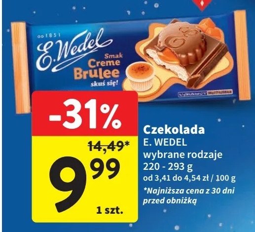 Czekolada mleczna o smaku creme brulee E. wedel promocja