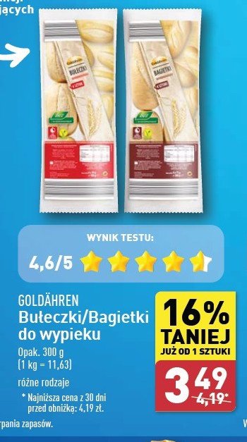 Bagietki do wypieku Goldahren promocja w Aldi