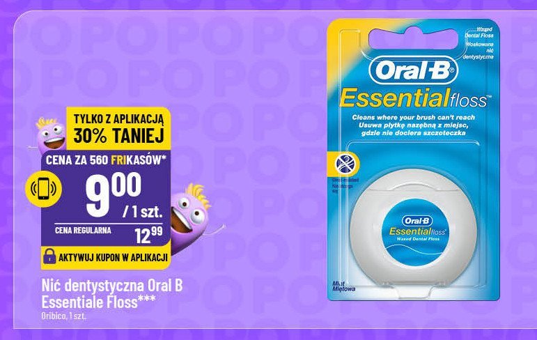 Nić dentystyczna woskowa Oral-b essential floss promocja