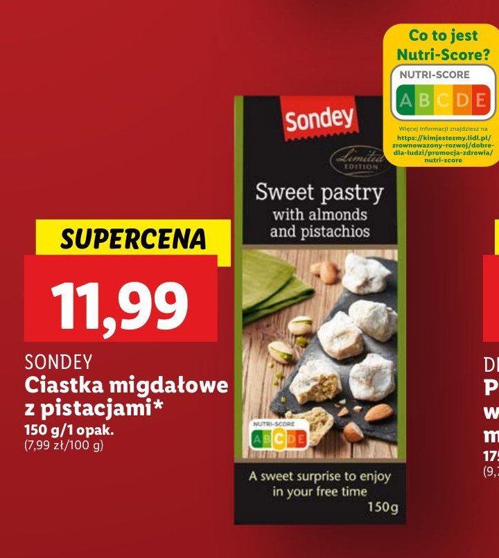 Ciastka migdałowe z pistacjami Sondey promocja