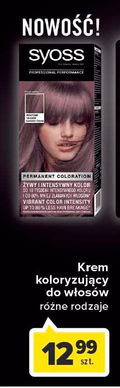 Farba do włosów 18-3530 lavender crystal SYOSS PERMANENT promocja