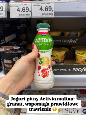 Jogurt pitny Activia malina-granat  promocja w Dino