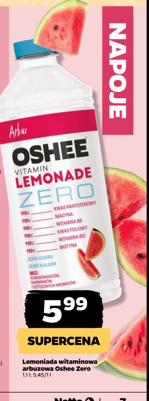 Lemoniada arbuz Oshee vitamin lemonade zero promocja