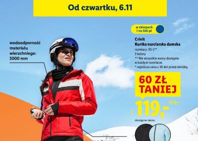 Kurtka narciarska damska Crivit promocja w Lidl