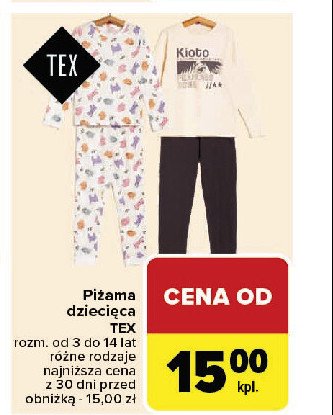 Piżama dziecięca 3-14 lat Tex promocja w Carrefour Market