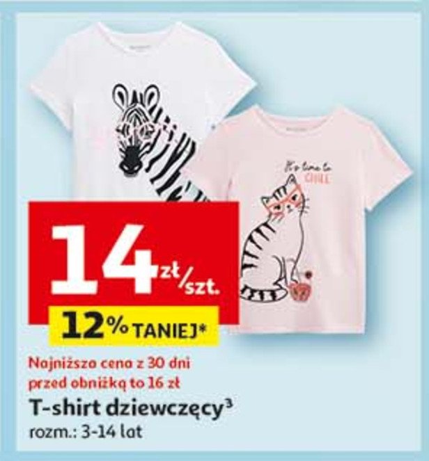 T-shirt dziewczęcy 3-14 lat Auchan inextenso promocja