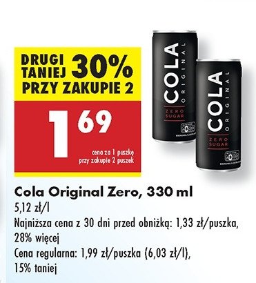 Napój Cola original zero promocja