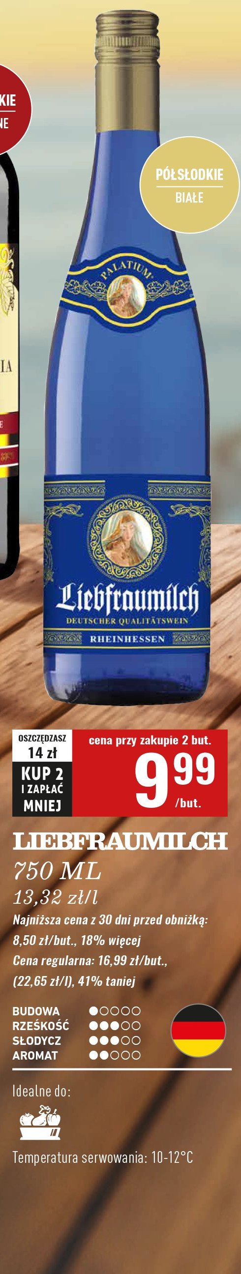 Wino Liebfraumilch blue promocja w Aldi