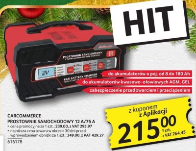 Prostownik Samochodowy 12 A/75 A Carcommerce promocja w Selgros