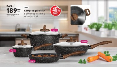 Komplet garnków z głęboką patelnią MGK-24 Smile promocja w Biedronka