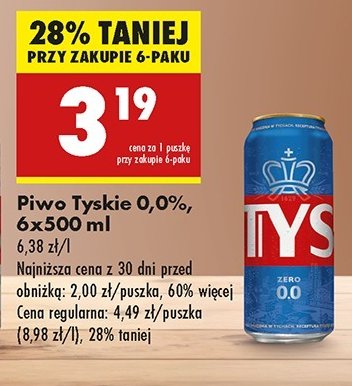 Piwo Tyskie 0.0% promocja w Biedronka