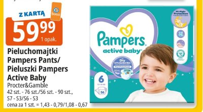 Pieluchomajtki Pampers Pants/Pieluszki Pampers Active Baby Procter&Gamble promocja w Leclerc