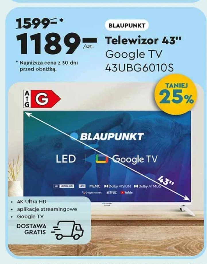 Telewizor 43" 43ubg6010s Blaupunkt promocja