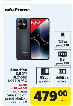 Smartfon note 16 pro czarny Ulefone promocja