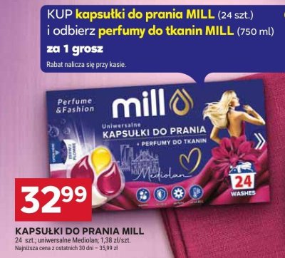 Kapsułki do prania MILL promocja w Stokrotka