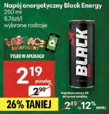 Napój energetyczny Black Energy wybrane rodzaje promocja w Delikatesy Centrum
