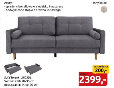 Sofa Torent LUX 3DL promocja w Black Red White