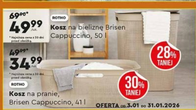Kosz na bieliznę Brisen Cappuccino ROTHO, 50 l promocja w Biedronka
