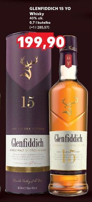 Whisky tuba Glenfiddich 15 yo promocja w Kaufland