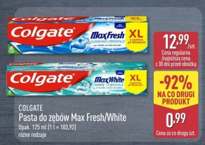 Pasta do zębów Max Fresh/White COLGATE promocja w Aldi