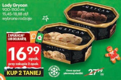 Lody Grycan wybrane rodzaje promocja w Delikatesy Centrum