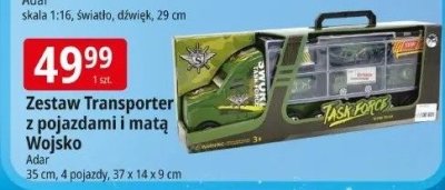 Zestaw Transporter z pojazdami i matą Wojsko Adar promocja w Leclerc