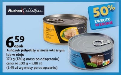 Tuńczyk jednolity w oleju słonecznikowym AUCHAN COLLECTION promocja