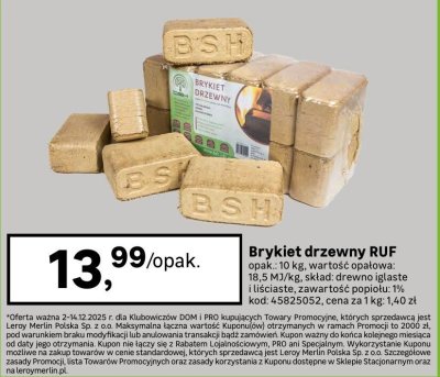 Brykiet drzewny RUF promocja w Leroy Merlin