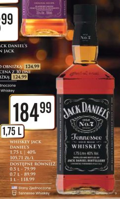 Whiskey Jack Daniel's 1,75 l 40% promocja w Dino