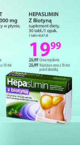 Tabletki wspomagające wątrobę z biotyną Hepaslimin promocja