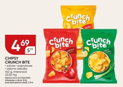 Chipsy Crunch Bite solone, paprykowe, zielona cebulka promocja w Chata Polska