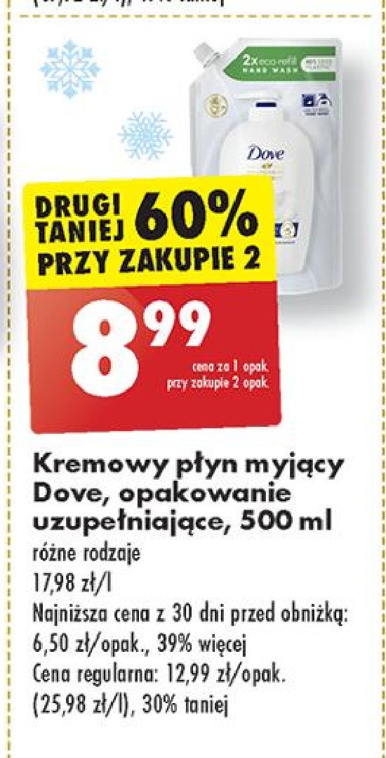 Mydło w płynie zapas Dove caring hand wash promocja w Biedronka