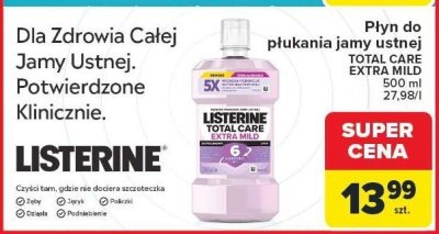 Płyn do płukania jamy ustnej Listerine Total Care Extra Mild 500 ml promocja w Carrefour
