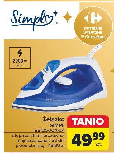 Żelazko ssi2000a-24 Simpl promocja w Carrefour Market