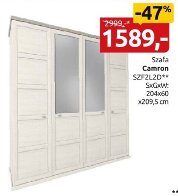 Szafa Camron SZF2L2D** promocja w Black Red White