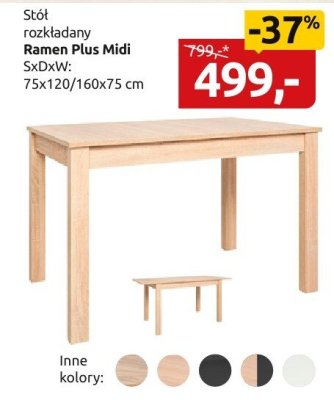 Stół rozkładany Ramen Plus Midi promocja w Black Red White