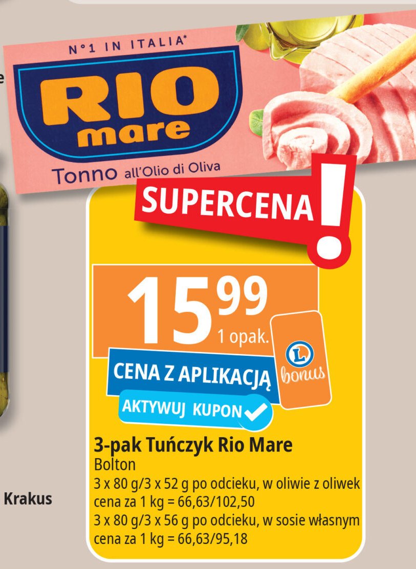 Tuńczyk kawałki w oliwie z oliwek Rio mare promocja