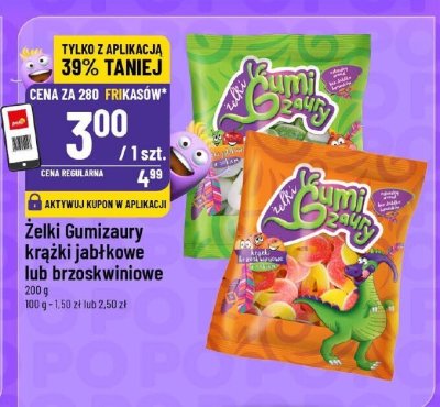 Żelki Gumizaury krążki jabłkowe lub brzoskwiniowe 200 g promocja w POLOmarket