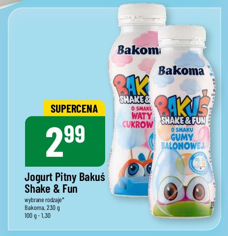 Napój mleczny o smaku gumy balonowej BAKOMA BAKUŚ SHAKE Bakoma bakuś promocja