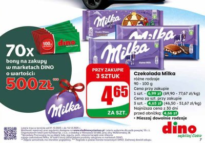 Czekolada Milka różne rodzaje promocja w Dino