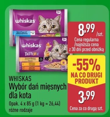 Karma mokra dla kota WHISKAS Wybór dań mięsnych promocja w Aldi