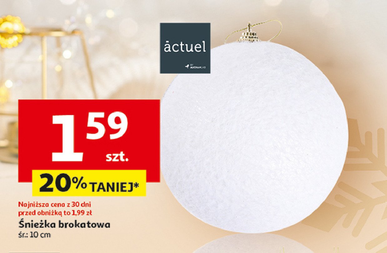 Śnieżka brokatowa 10 cm Actuel promocja w Auchan