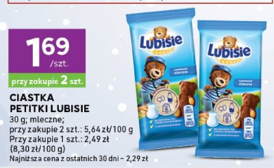 Ciastka Petitki Lubisie mleczne promocja w Stokrotka