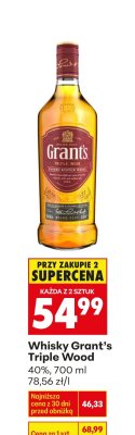 Whisky Grant's Triple Wood 40%, 700 ml promocja w Biedronka