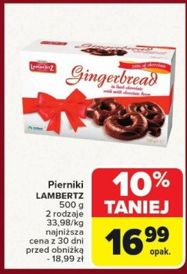 Pierniki LAMBERTZ Gingerbread w czekoladzie mlecznej 500g promocja w Carrefour Market