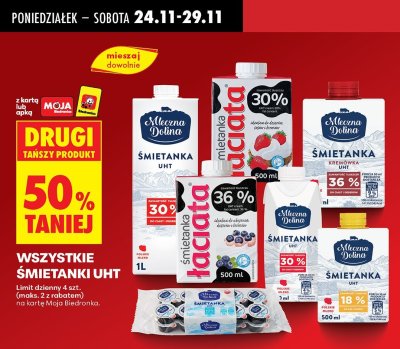 Śmietanka UHT Mleczna Dolina promocja w Biedronka