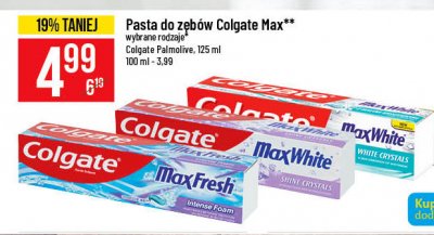Pasta do zębów z fluorem intense foam Colgate max fresh promocja