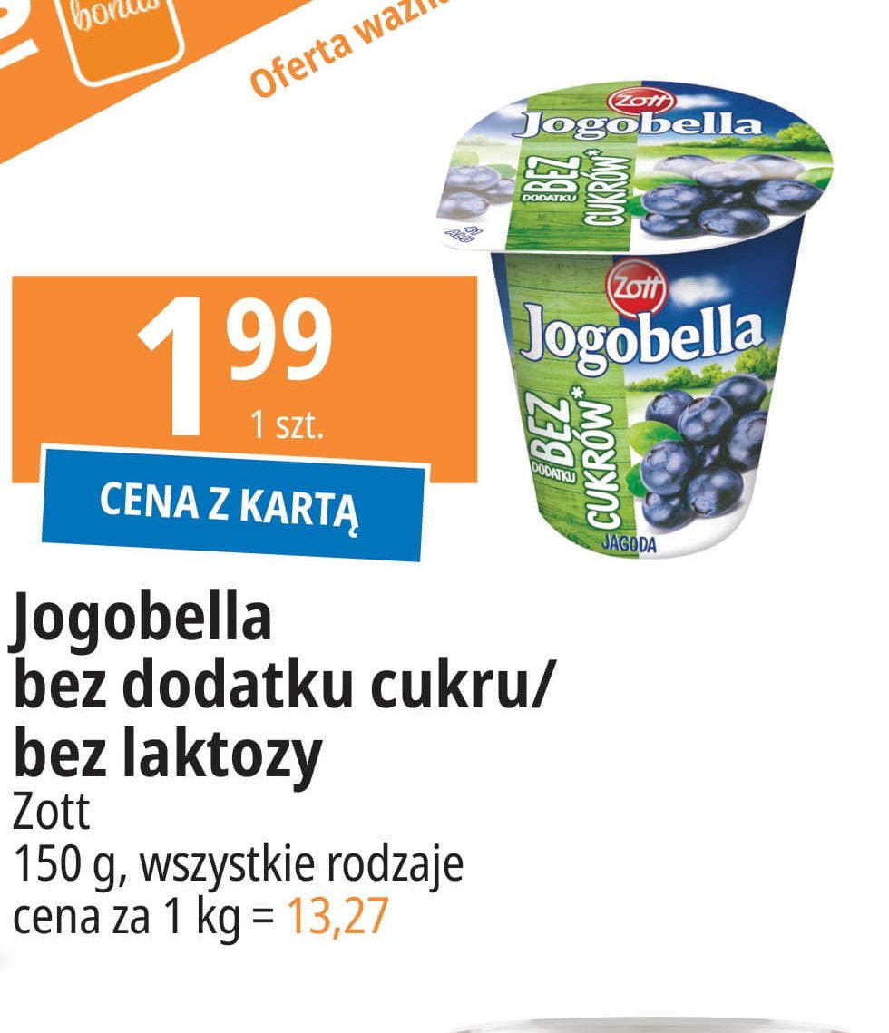 Jogurt truskawkowy bez laktozy Zott jogobella promocja w Leclerc