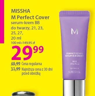 Krem bb no.23 Missha m perfect cover bb cream promocja w Hebe